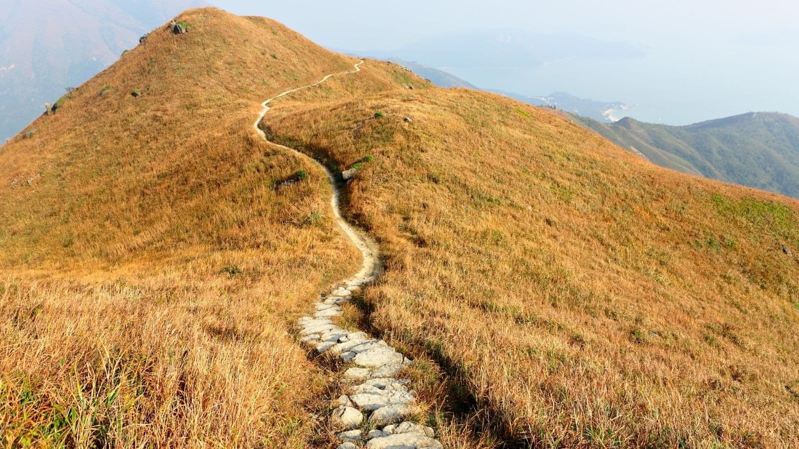 Sentier escarpé montant au sommet d'une montagne