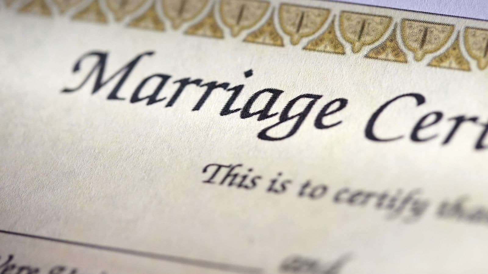Certificat de mariage vu en gros plan