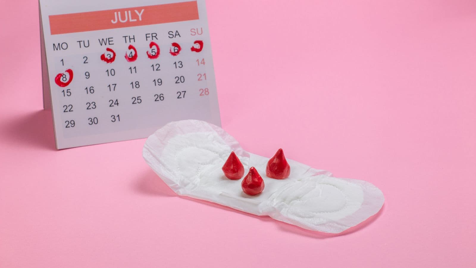 Calendrier et protection périodique symbolisant le cycle menstruel